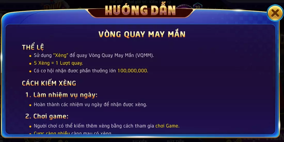 loi the game vong quay may man rik